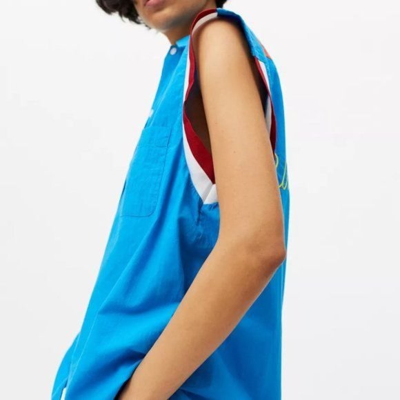 UO Wayne Embroidered Undefeated Broken Heart VarsitySleeveless Button Down Shirt - Picture 11 of 12